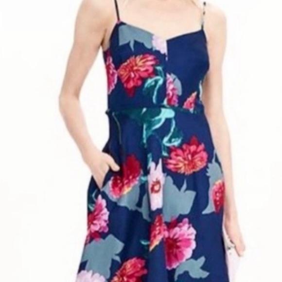 💐 Sz4 Banana Republic Spaghetti strap ALine Dress - Picture 3 of 10